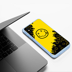 Чехол iPhone XS Max матовый Nirvana Smile Нирвана Рваный Паттерн, цвет: 3D-голубой — фото 2