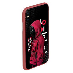 Чехол iPhone XS Max матовый ИГРА В КАЛЬМАРА, СТРАЖ КРУГ БИНАРНЫЙ КОД, цвет: 3D-красный — фото 2