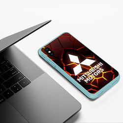 Чехол iPhone XS Max матовый 3D плиты с подсветкой Митсубиси, цвет: 3D-мятный — фото 2