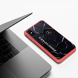 Чехол iPhone XS Max матовый Mercedes AMG 3D плиты, цвет: 3D-красный — фото 2
