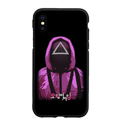 Чехол iPhone XS Max матовый Squid Game Triangle Guy, цвет: 3D-черный