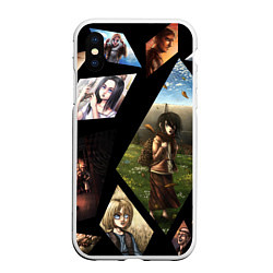Чехол iPhone XS Max матовый Атака титанов портреты, цвет: 3D-белый