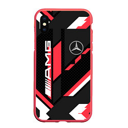 Чехол iPhone XS Max матовый MERCEDES-BENZ AMG GEOMETRY STRIPES RED, цвет: 3D-красный