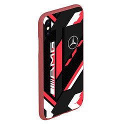 Чехол iPhone XS Max матовый MERCEDES-BENZ AMG GEOMETRY STRIPES RED, цвет: 3D-красный — фото 2