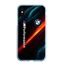 Чехол iPhone XS Max матовый BMW M PERFORMANCE NEON БМВ М НЕОН, цвет: 3D-голубой