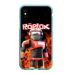 Чехол iPhone XS Max матовый ROBLOX FIRE РОБЛОКС ОГОНЬ ПОЖАРНЫЙ, цвет: 3D-мятный