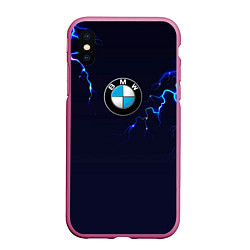 Чехол iPhone XS Max матовый BMW разряд молнии, цвет: 3D-малиновый