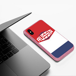 Чехол iPhone XS Max матовый Russia, цвет: 3D-малиновый — фото 2