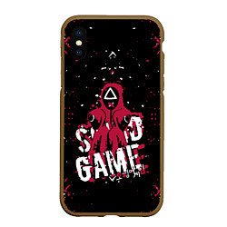 Чехол iPhone XS Max матовый SQUID GAME ИГРА В КАЛЬМАРА БРЫЗГИ КРАСОК,, цвет: 3D-коричневый