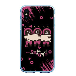 Чехол iPhone XS Max матовый Игра в кальмара КАЛЬМАР,, цвет: 3D-голубой
