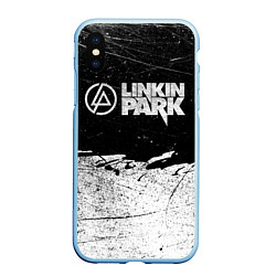 Чехол iPhone XS Max матовый Линкин Парк Лого Рок ЧБ Linkin Park Rock, цвет: 3D-голубой
