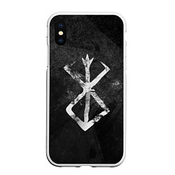 Чехол iPhone XS Max матовый BERSERK LOGO GRUNGE, цвет: 3D-белый