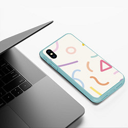 Чехол iPhone XS Max матовый Разные линии, цвет: 3D-мятный — фото 2