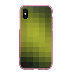 Чехол iPhone XS Max матовый Милитари мозаика, цвет: 3D-розовый