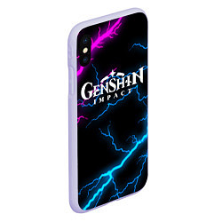 Чехол iPhone XS Max матовый GENSHIN IMPACT NEON FLASH НЕОНОВЫЕ РАЗРЯДЫ МОЛНИЙ, цвет: 3D-светло-сиреневый — фото 2