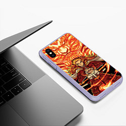 Чехол iPhone XS Max матовый Пламенный столб Ренгоку Кенджуро, цвет: 3D-светло-сиреневый — фото 2