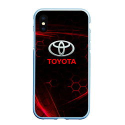 Чехол iPhone XS Max матовый Toyota Неоновые соты, цвет: 3D-голубой