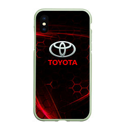 Чехол iPhone XS Max матовый Toyota Неоновые соты, цвет: 3D-салатовый