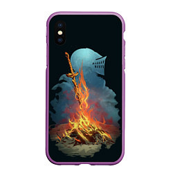Чехол iPhone XS Max матовый Witcher 3 костер, цвет: 3D-фиолетовый