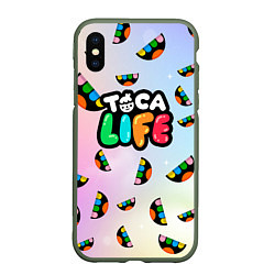 Чехол iPhone XS Max матовый Toca Life: Smile Logo, цвет: 3D-темно-зеленый