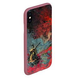 Чехол iPhone XS Max матовый Sekiro Самурай против дракона, цвет: 3D-малиновый — фото 2