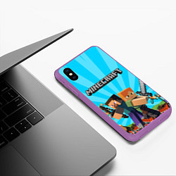 Чехол iPhone XS Max матовый МАЙНКРАФТ ГЕРОИ ИГРЫ MINECRAFT, цвет: 3D-фиолетовый — фото 2