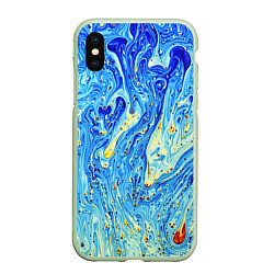 Чехол iPhone XS Max матовый Сползающие краски, цвет: 3D-салатовый