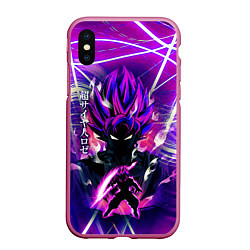 Чехол iPhone XS Max матовый Гоку Блек Anime Dragon Ball Super Saiyan, цвет: 3D-малиновый