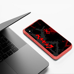 Чехол iPhone XS Max матовый БЕРСЕРК КЛЕЙМО ГАТСА ЛОГО ИЕРОГЛИФЫ, цвет: 3D-красный — фото 2