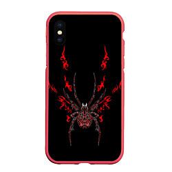 Чехол iPhone XS Max матовый Красно белый паук, цвет: 3D-красный