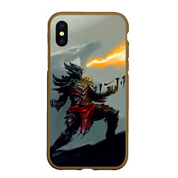 Чехол iPhone XS Max матовый Dragonborne is here, цвет: 3D-коричневый