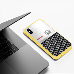 Чехол iPhone XS Max матовый HONDA Стальная решетка, цвет: 3D-желтый — фото 2