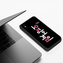Чехол iPhone XS Max матовый Игра в кальмара: логотип, цвет: 3D-черный — фото 2
