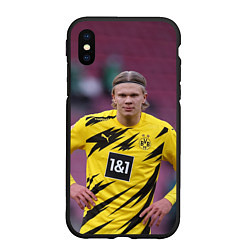 Чехол iPhone XS Max матовый Erling Haaland, цвет: 3D-черный