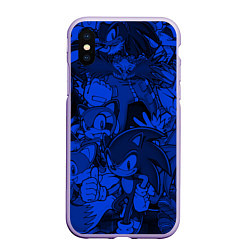 Чехол iPhone XS Max матовый SONIC BLUE PATTERN СИНИЙ ЁЖ, цвет: 3D-светло-сиреневый