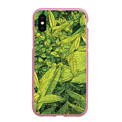 Чехол iPhone XS Max матовый Растительная жизнь - Хоста, цвет: 3D-розовый