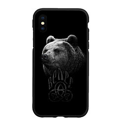 Чехол iPhone XS Max матовый ВЕЛЕС, Медведь, цвет: 3D-черный