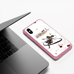 Чехол iPhone XS Max матовый Атака Микаса с брызгами - Атака на титанов, цвет: 3D-малиновый — фото 2
