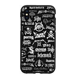 Чехол iPhone XS Max матовый ЛОГОТИПЫ МЕТАЛ ГРУПП METAL BANDS LOGO, цвет: 3D-черный