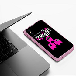 Чехол iPhone XS Max матовый Squid game: among us, цвет: 3D-розовый — фото 2