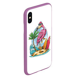 Чехол iPhone XS Max матовый Фламинго На Острове, цвет: 3D-фиолетовый — фото 2