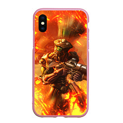 Чехол iPhone XS Max матовый Doom ART спина, цвет: 3D-розовый