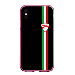 Чехол iPhone XS Max матовый DUCATI MOTOCYCLE ITALY LINE, цвет: 3D-малиновый