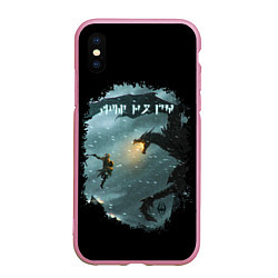 Чехол iPhone XS Max матовый TES SKYRIM FIGHT DRAGON, цвет: 3D-розовый