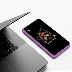 Чехол iPhone XS Max матовый Собачка Йоркширский Терьер, цвет: 3D-фиолетовый — фото 2