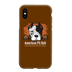 Чехол iPhone XS Max матовый Американский Питбультерьер Pit Bull Terrier, цвет: 3D-коричневый