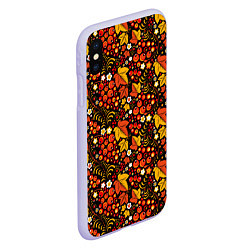 Чехол iPhone XS Max матовый Хохлома цветы-ягодки, цвет: 3D-светло-сиреневый — фото 2