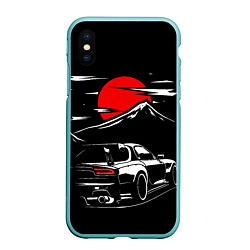 Чехол iPhone XS Max матовый MAZDA RX 7 Мазда при свете красной луны, цвет: 3D-мятный