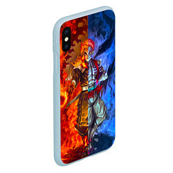 Чехол iPhone XS Max матовый Аказа и Ренгоку противостояние клинок рассекающий, цвет: 3D-голубой — фото 2