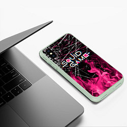 Чехол iPhone XS Max матовый ИГРА В КАЛЬМАРА ОГОНЬ SQUID GAME FIRE, цвет: 3D-салатовый — фото 2